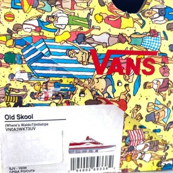 💖MEGA SALE💖VANS x Where's Waldo Red White Old Skool Low Women's VN0A3WKT3UV - Picture 4 of 14